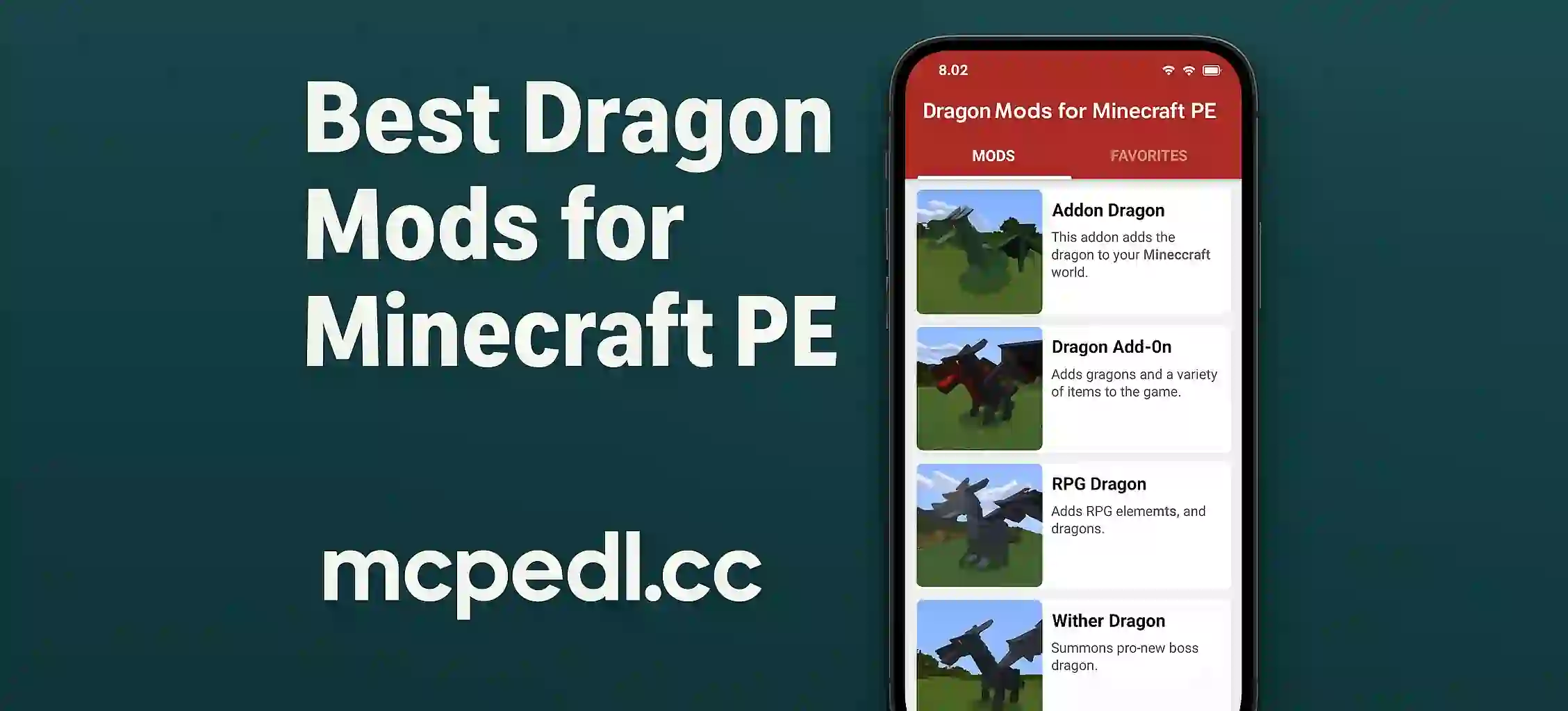 Mobile app showcasing dragon mods